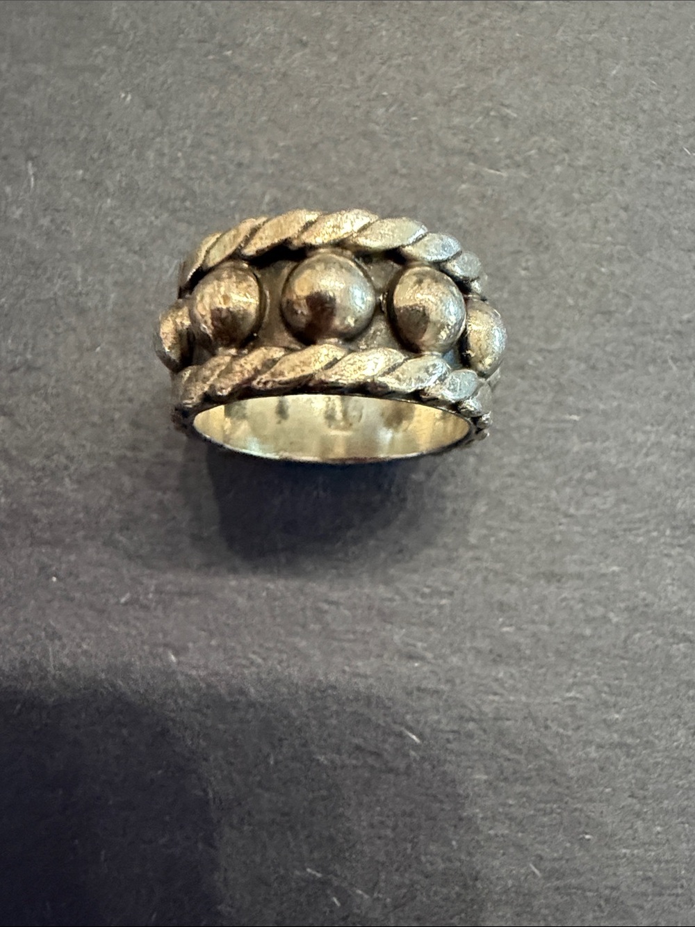 Sterling Silver Beaded Stack Ring-size 7.5